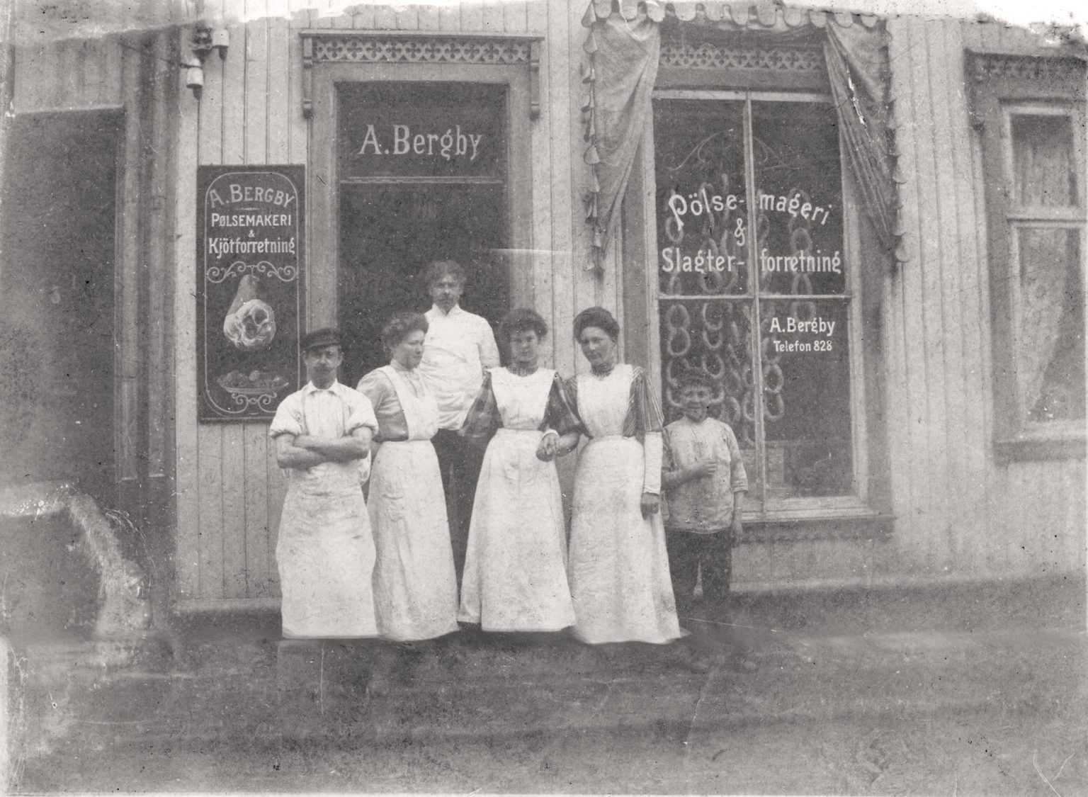 A. Bergby Pølse-mageri & Slagter-forretning på 1920-tallet